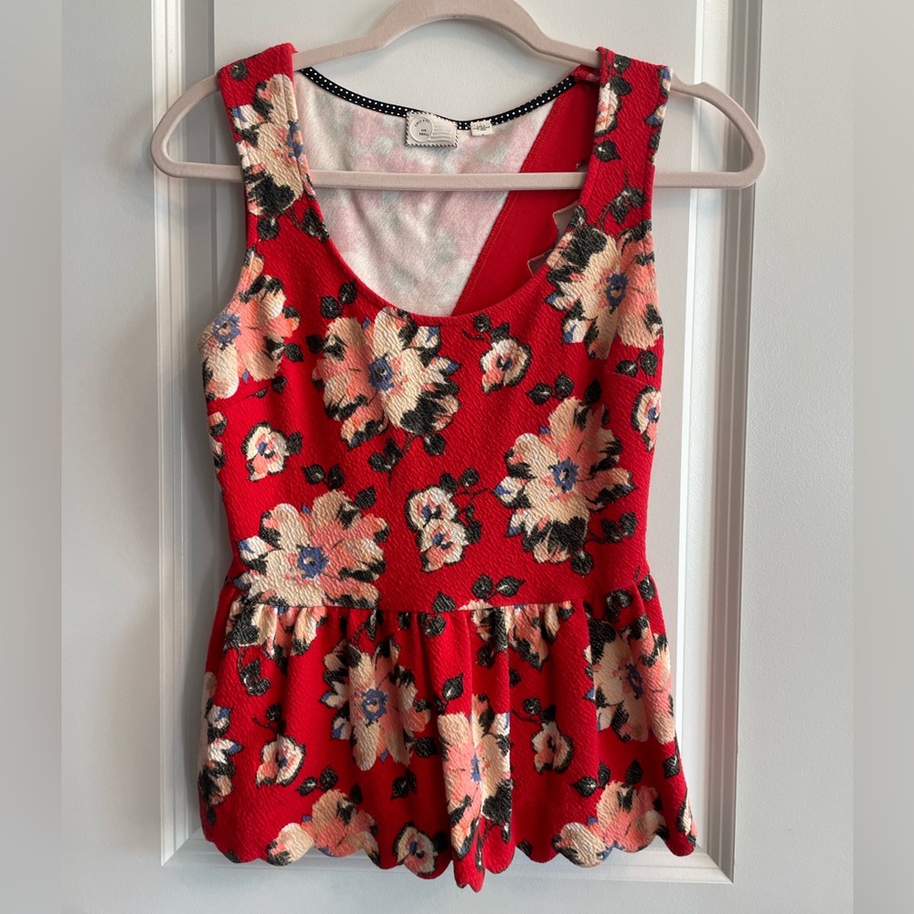 Anthropologie Floral Peplum Tank Top